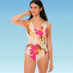 BEACH BETTY MIRACLE TUMMY CONTROL 1 PC SWIMSUIT NWT LG